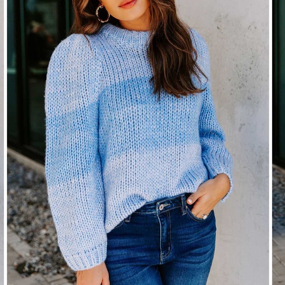 Vici Sweaters - NEW Vici Alana Two-Tone Knit Sweater Blue Size Medium